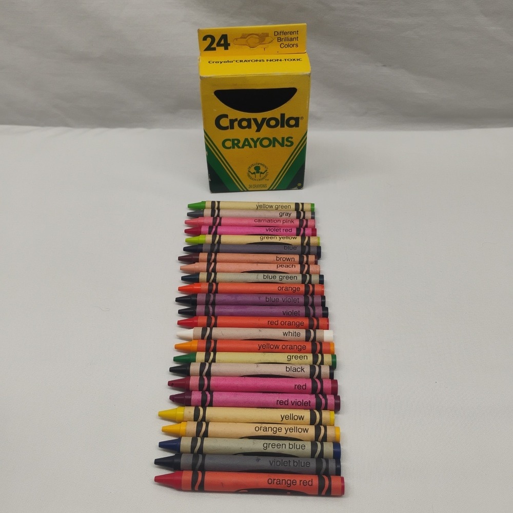 NOS‎ Vintage 1988 Binney & Smith 24 Crayola Crayons 4 Retired Colors